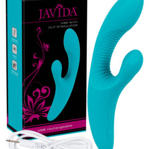 Javida Vibe with Clit Stimulator – vibrátor s ramenem na klitoris (tyrkysový)