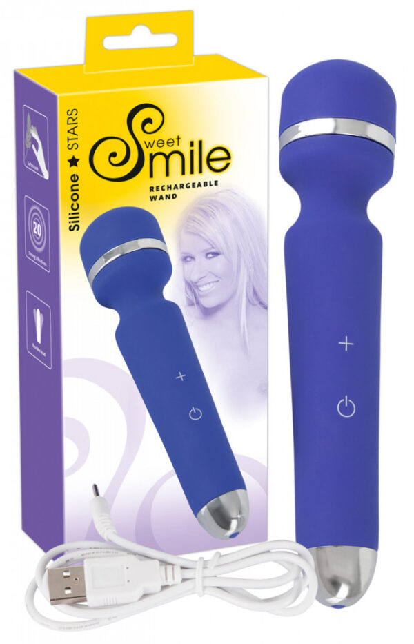 Smile Wand - nabíjecí masážní vibrátor (modrý)