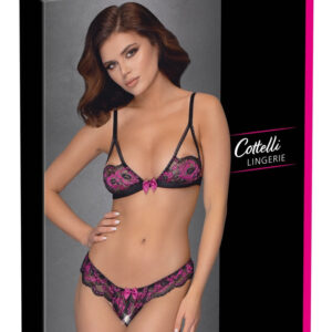 Cottelli - embroidered floral bra set (black-purple)