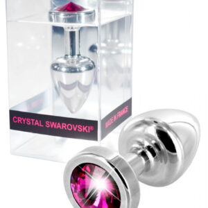 DIOGOL Anni Pink Stone Silver Anal plug - anální kolík s pink krystalem (stříbrný 2