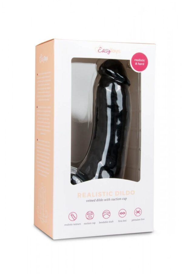 Easytoys - dildo s varlaty a přísavkou (20cm) - černé