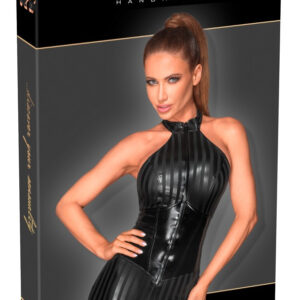 Noir - Collar Shiny-Stripe Dress (Black)