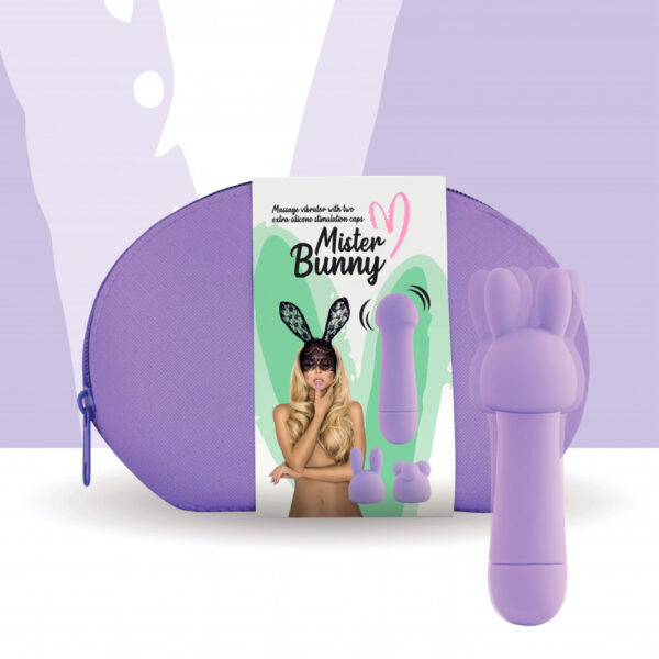 FEELZTOYS - MISTER BUNNY MASSAGE VIBRATOR WITH 2 CAPS PURPLE