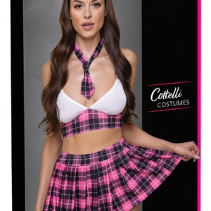 Cottelli - Růžový kostkovaný školní set - M