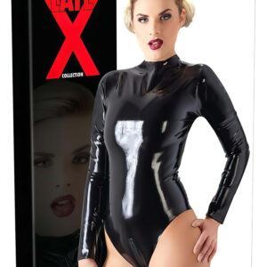 LATEX - dámské body s dlouhým rukávem (černé) - M